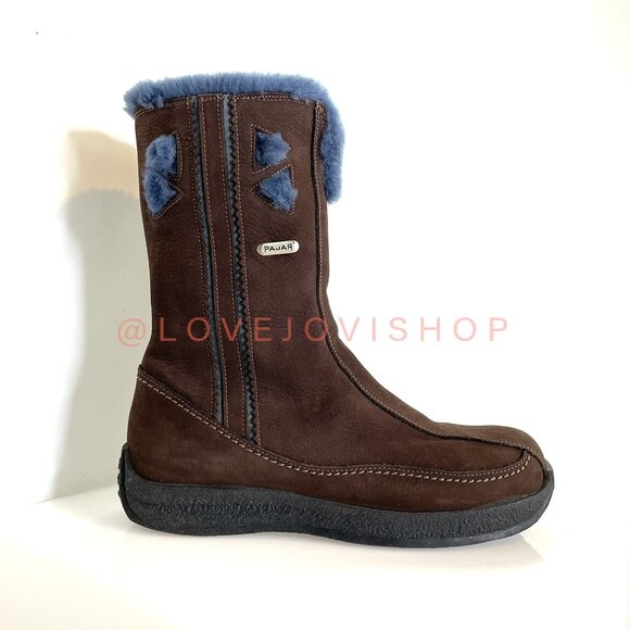 CabincoreLuxe Blue Shearling Pajar Brown Weatherproof Suede...